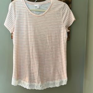 Lauren Conrad Medium Striped Top Coral/Cream